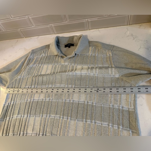 RAFFI Linea Uomo Italy  Long Sleeve Knits Polo Men's Size Large Tan/gray & Blue - Picture 8 of 10